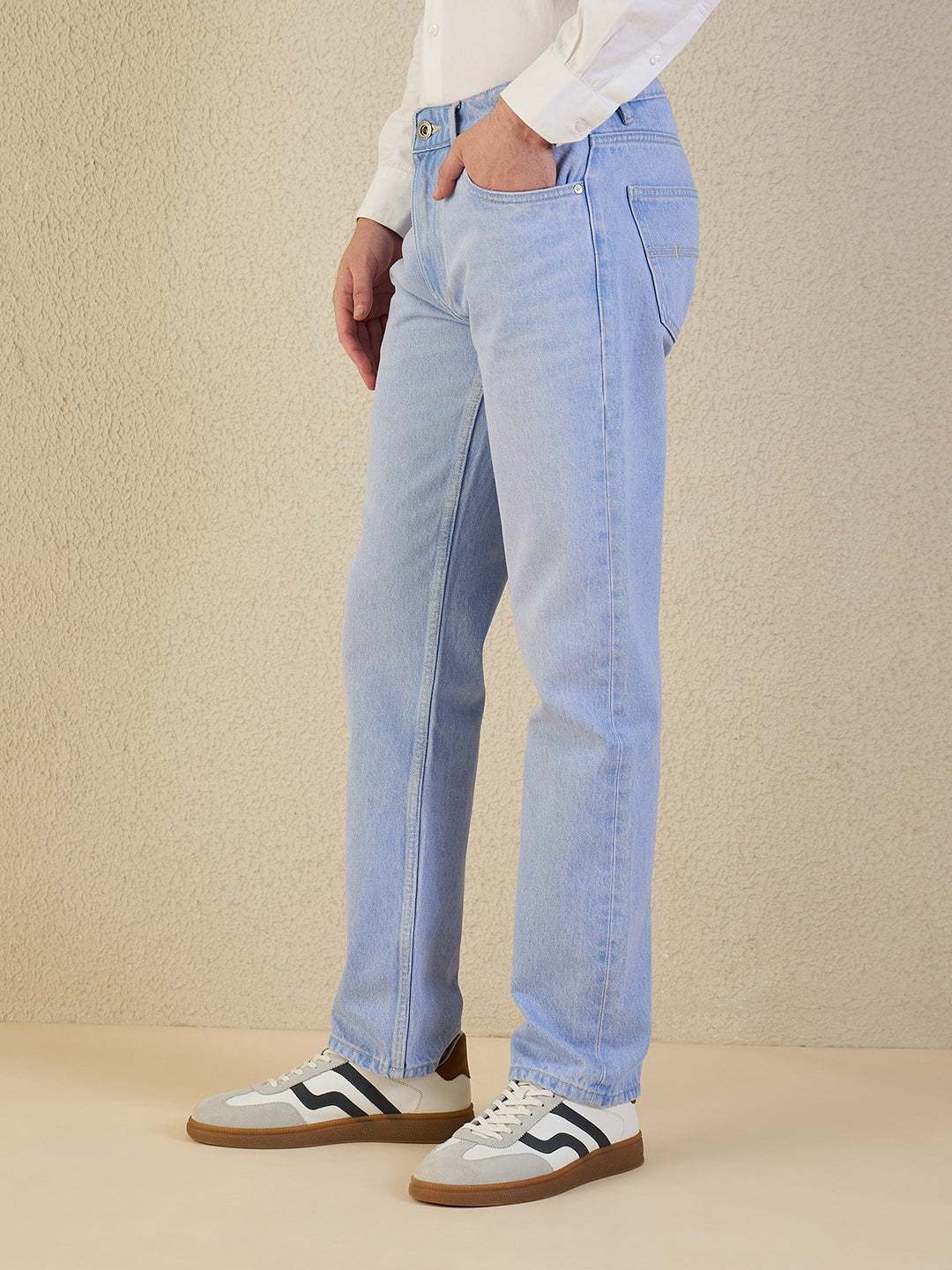 Iconic Men Regular Fit Blue Solid Jeans