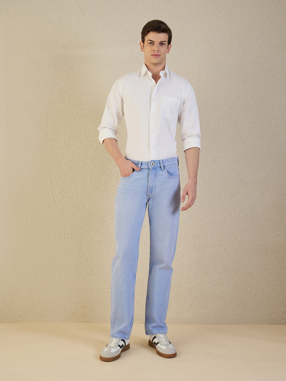 Iconic Men Regular Fit Blue Solid Jeans