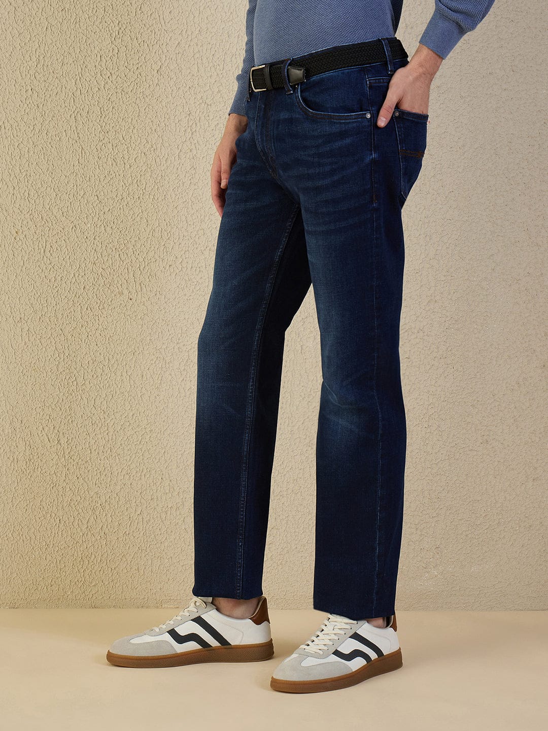 Iconic Men Navy Blue Solid Jeans