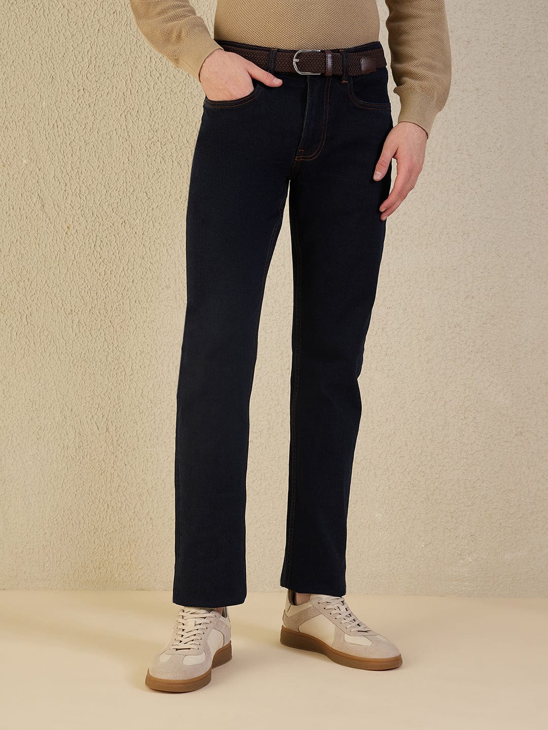 Iconic Men Navy Blue Solid Slim Fit Jeans