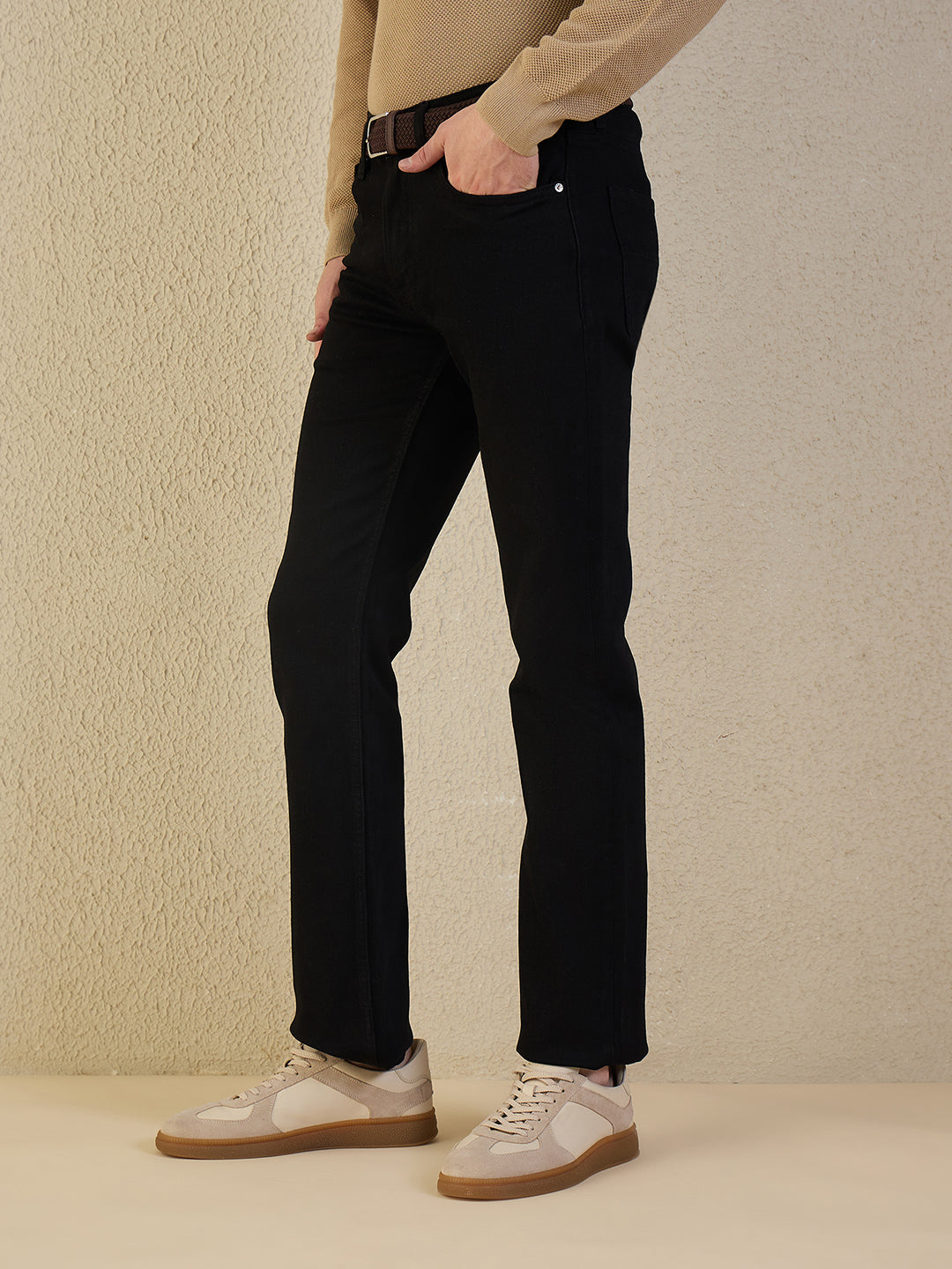 Iconic Men Black Solid Boot Cut Jeans