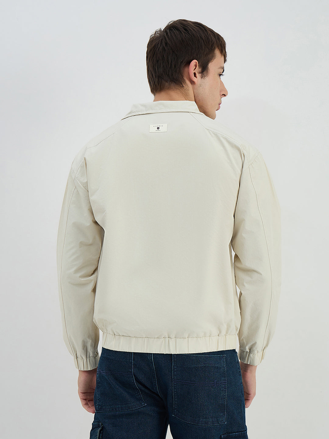 Iconic Men Beige Solid Collared Jacket