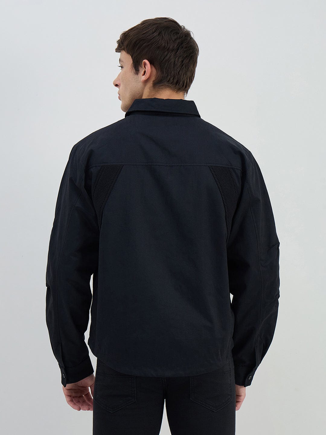 Iconic Men Regular Fit Black Solid Jacket