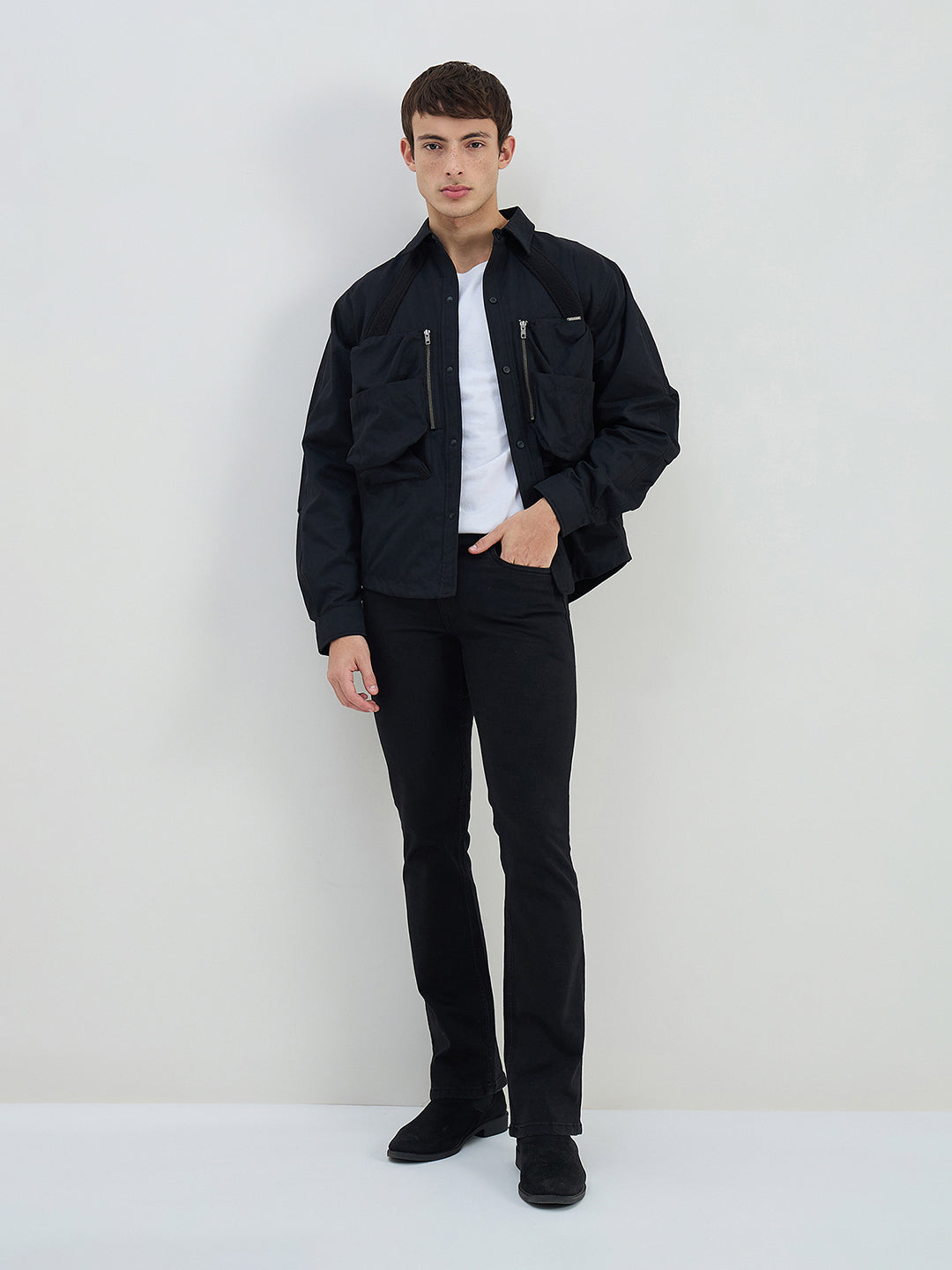 Iconic Men Regular Fit Black Solid Jacket