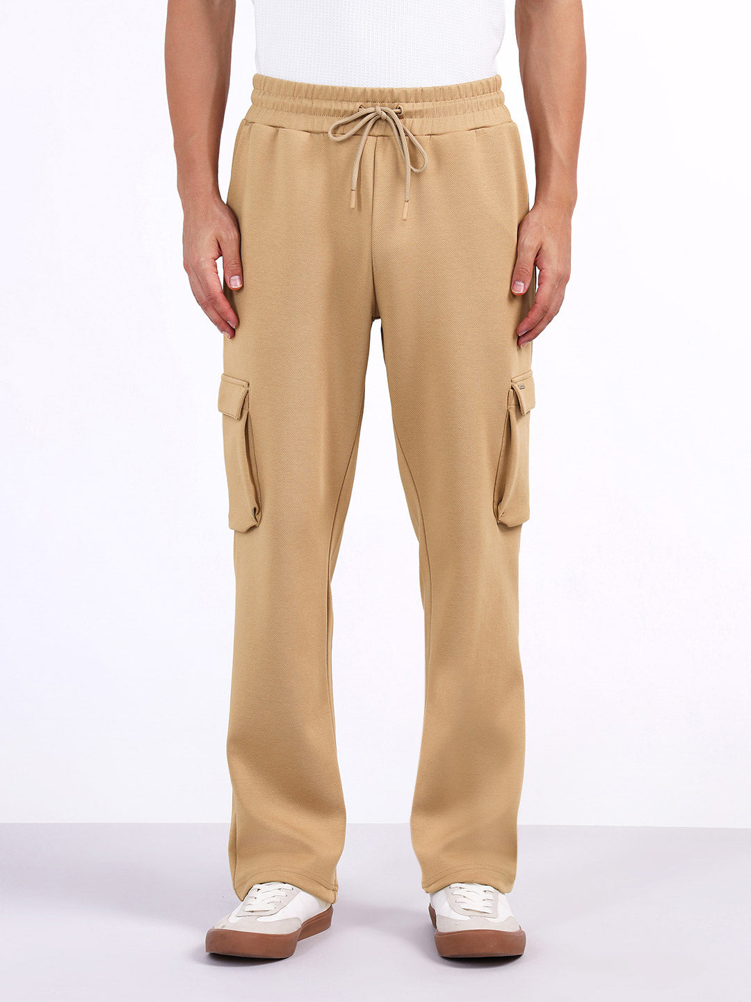 Iconic Men Beige Relaxed Fit Coloublocked Sweatpant