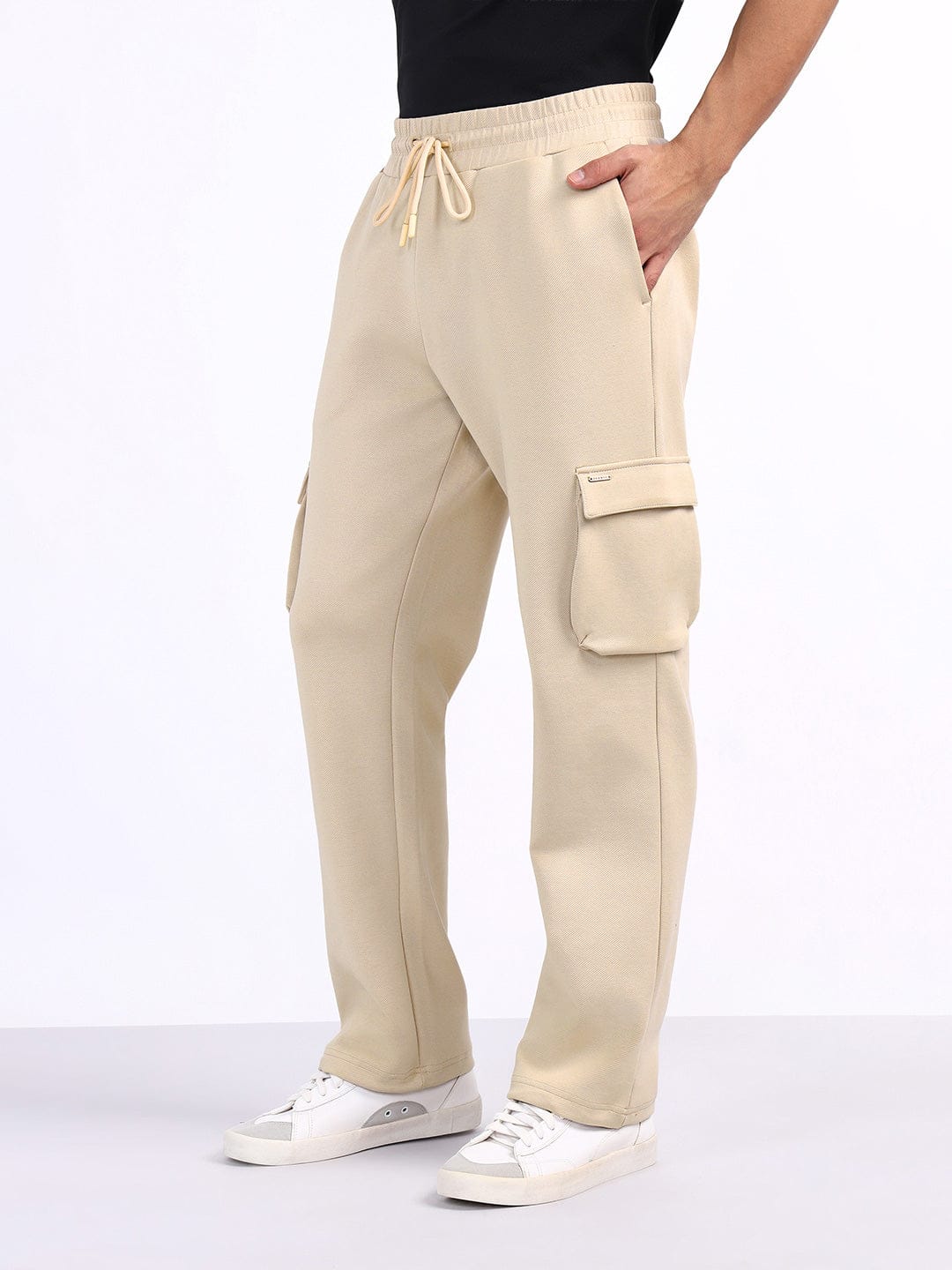 Iconic Men Beige Relaxed Fit Coloublocked Sweatpant