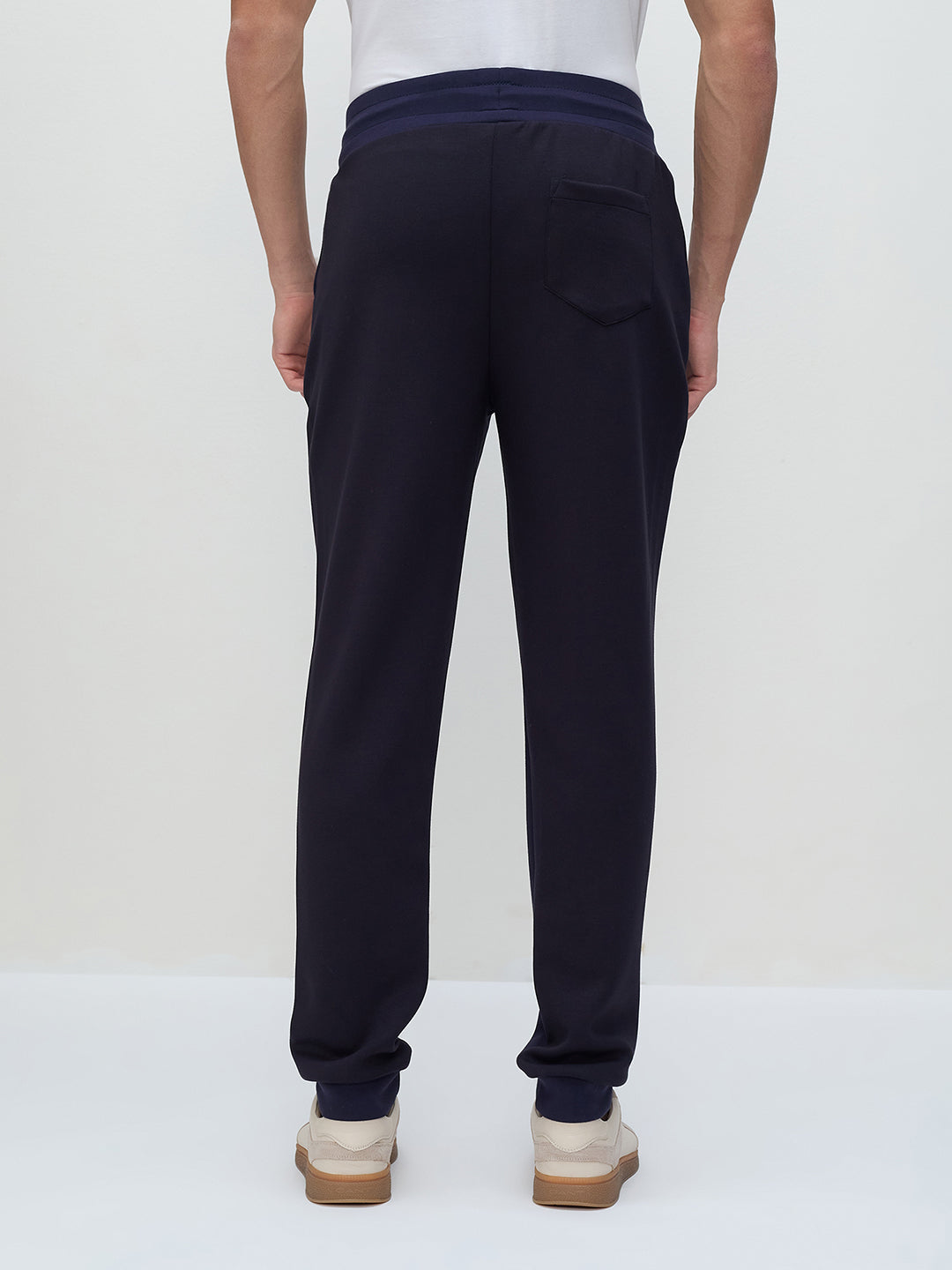 ICONIC Men Navy Blue Silicon Transfer Relaxed Fit Sweatpant