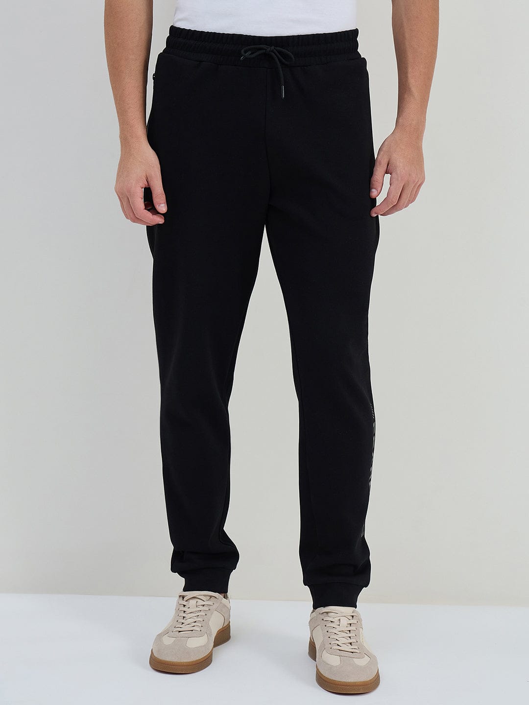 Iconic Men Black Solid Sweat Pant