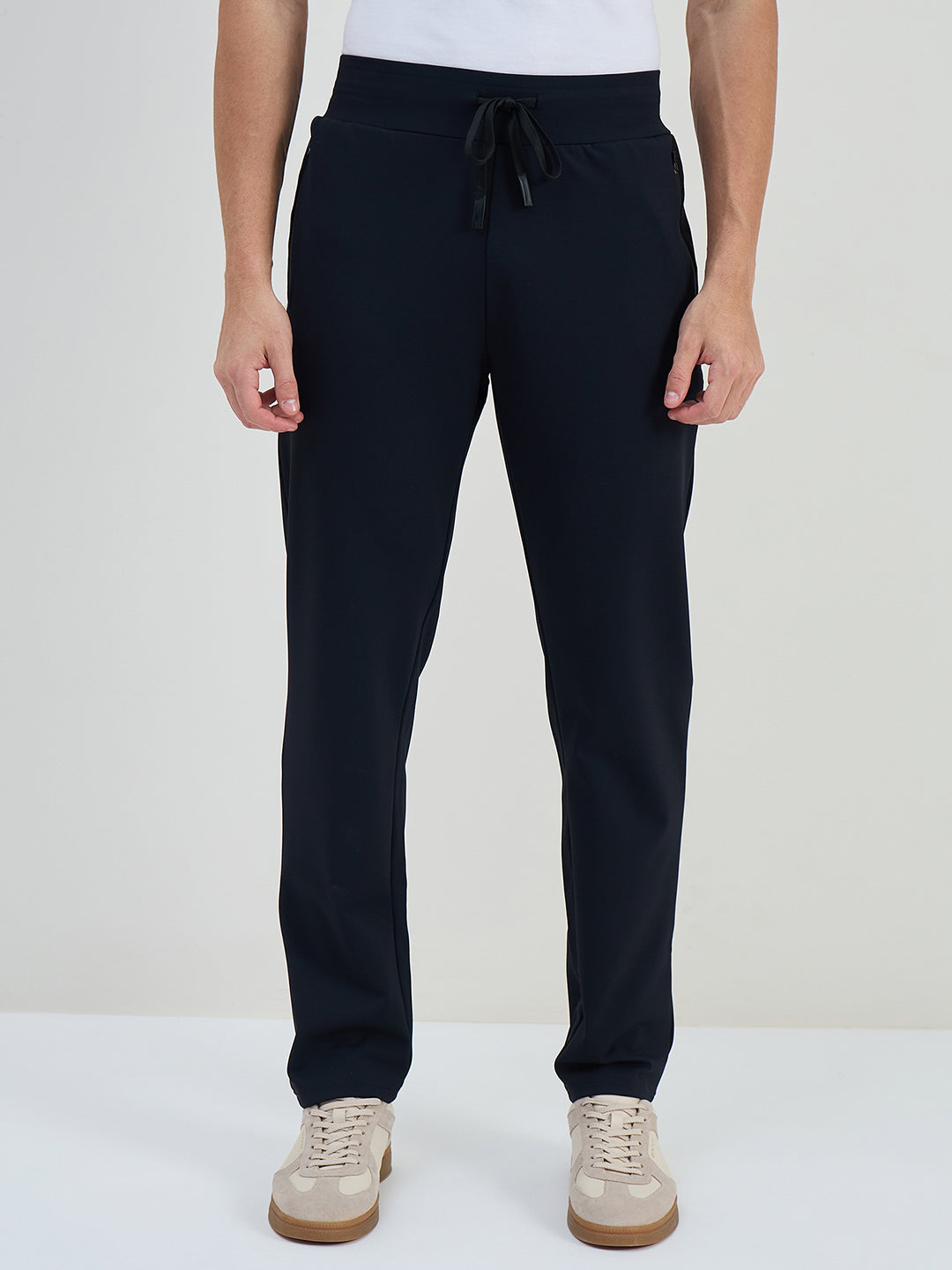 Iconic Men Navy Blue Solid Straight Fit Sweat Pant
