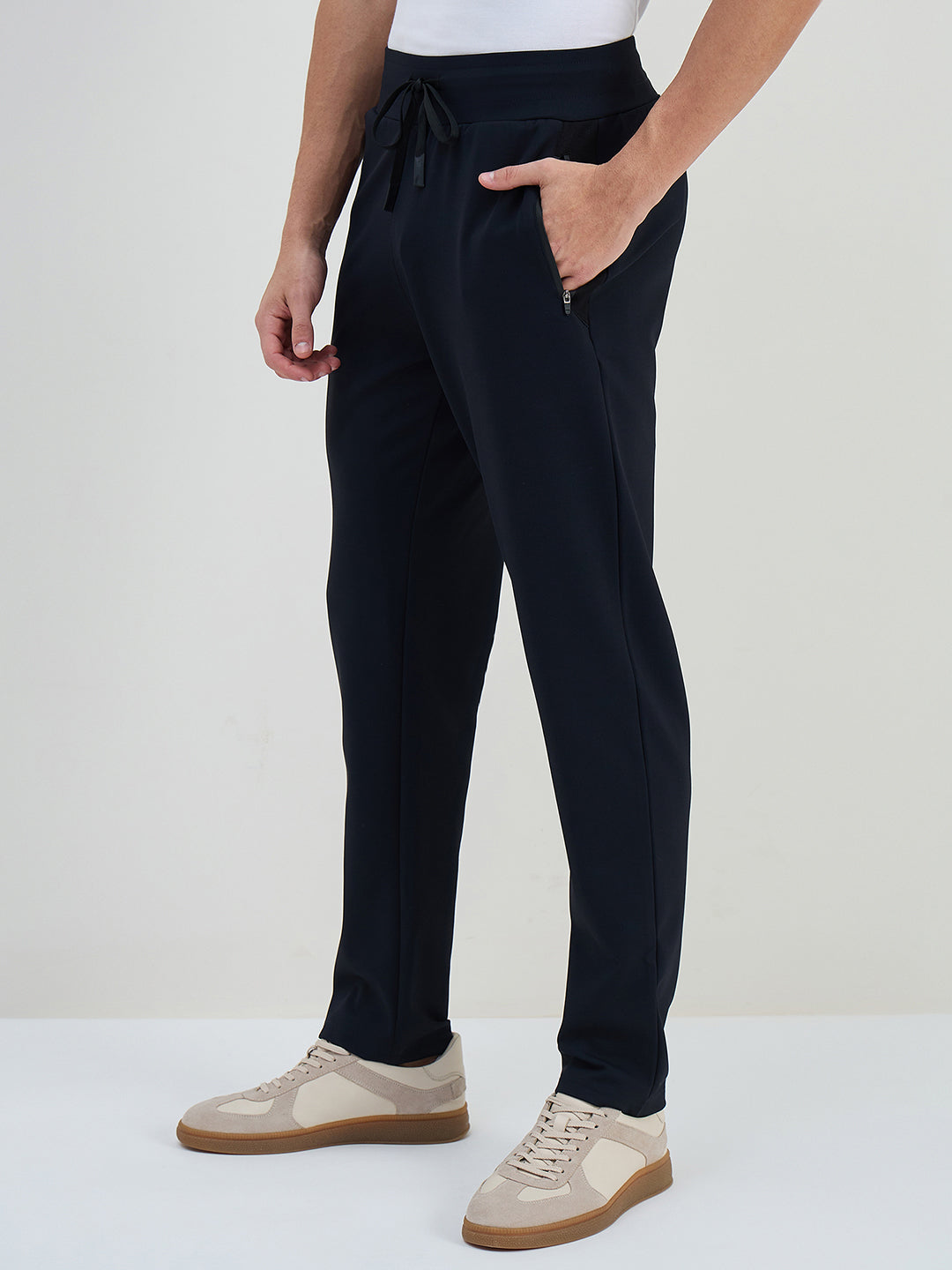 Iconic Men Navy Blue Solid Straight Fit Sweat Pant