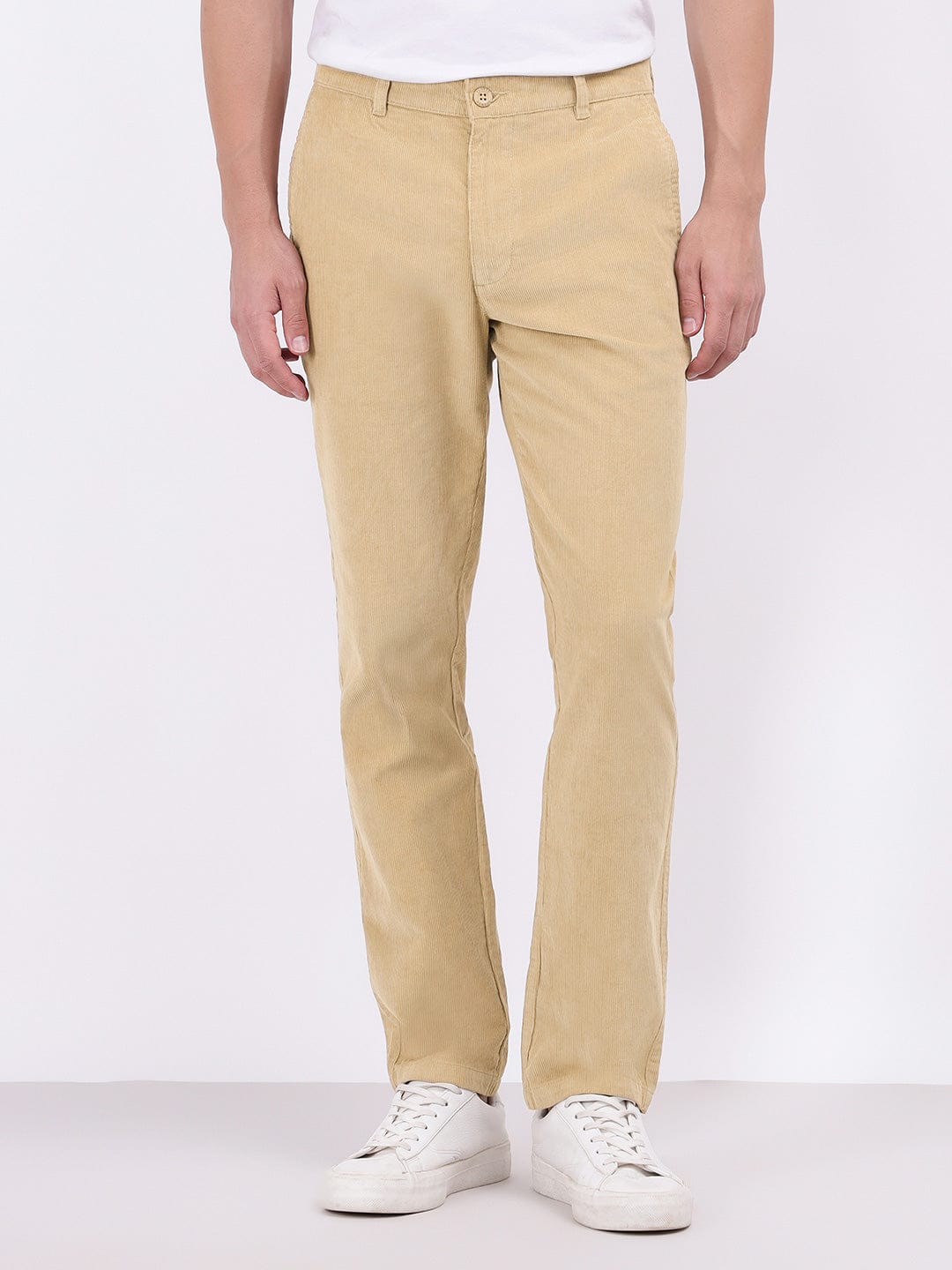 Iconic Men Beige Regular Fit Solid Trouser