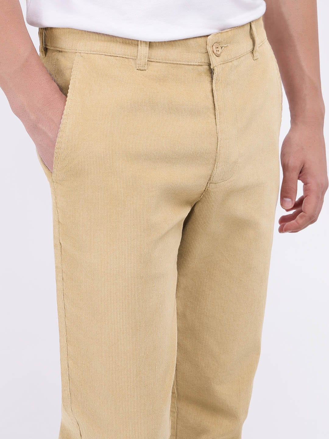 Iconic Men Beige Regular Fit Solid Trouser