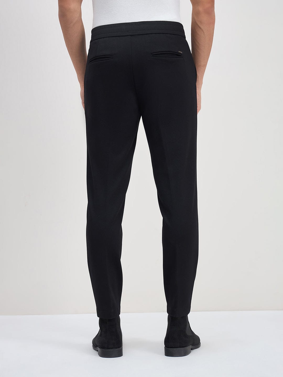 ICONIC Men Black Regular Fit Trouser