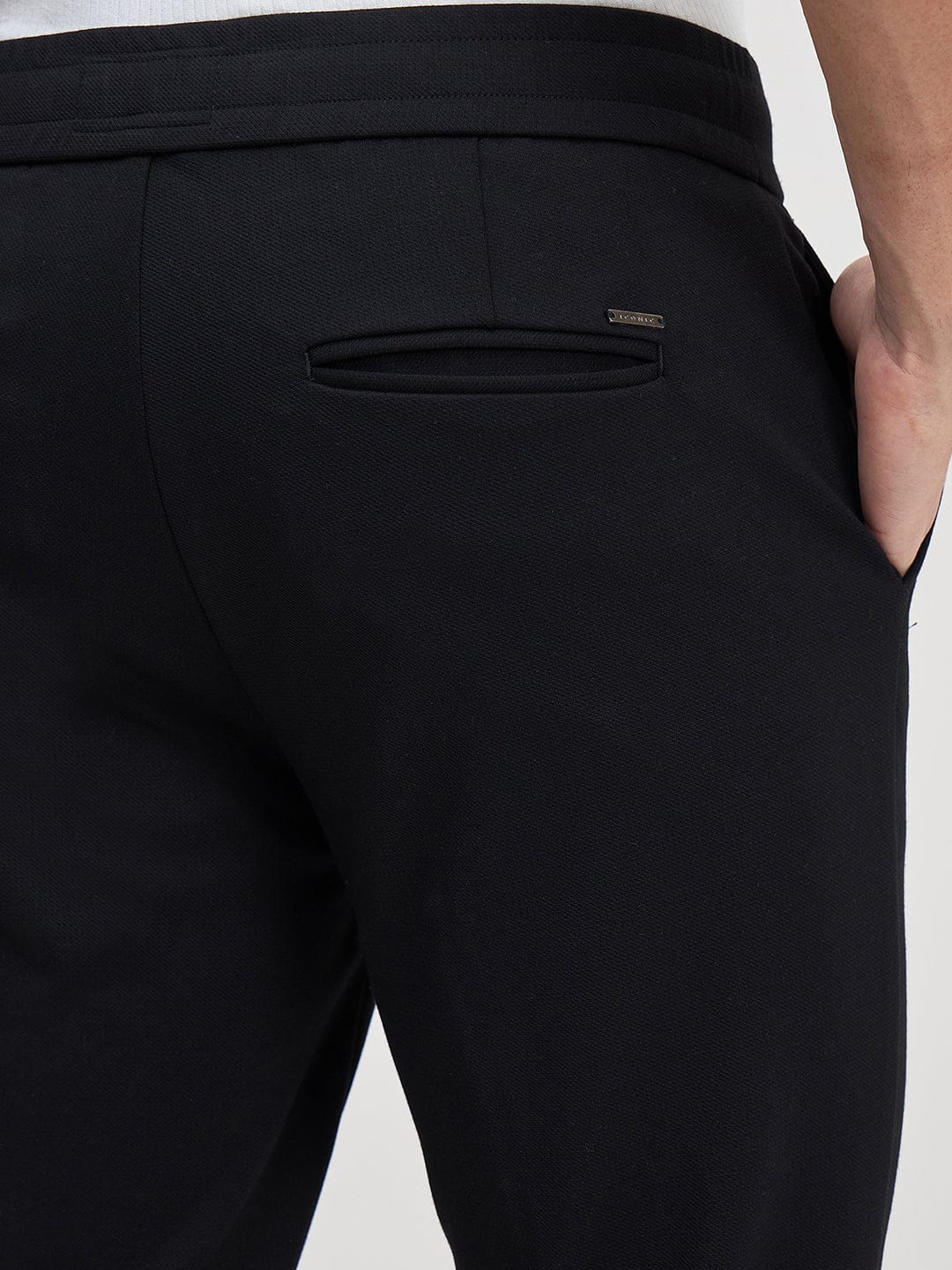 ICONIC Men Black Regular Fit Trouser