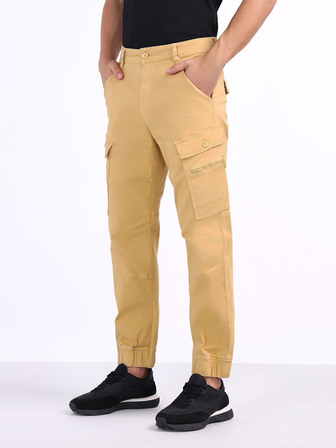 Iconic Men Beige Regular Fit Solid Trouser
