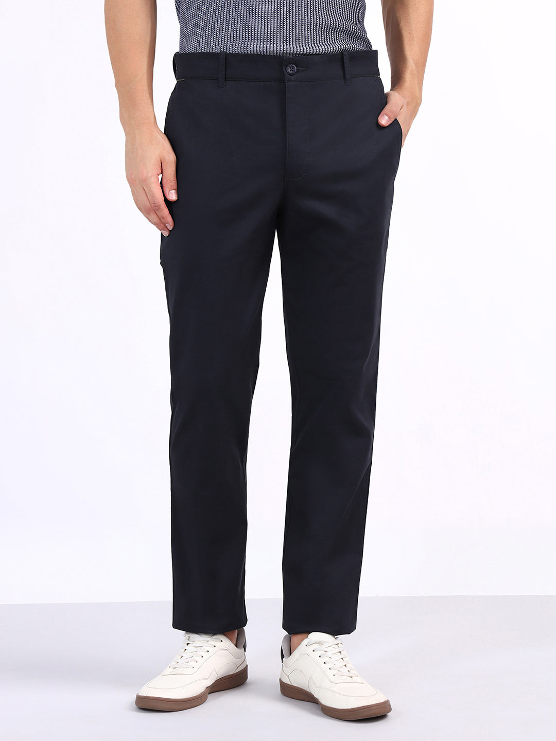 Iconic Men Blue Regular Fit Solid Trouser