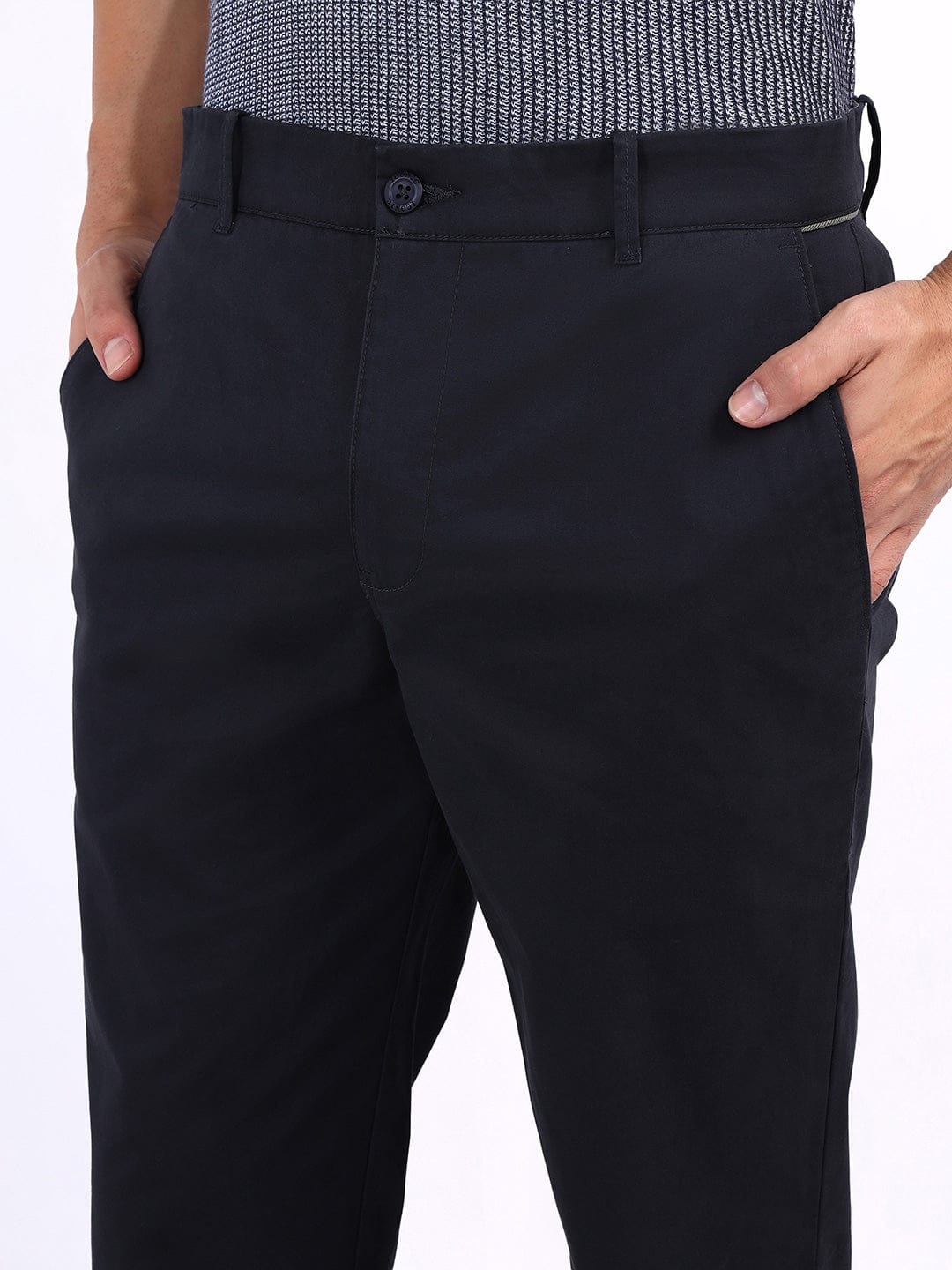 Iconic Men Blue Regular Fit Solid Trouser