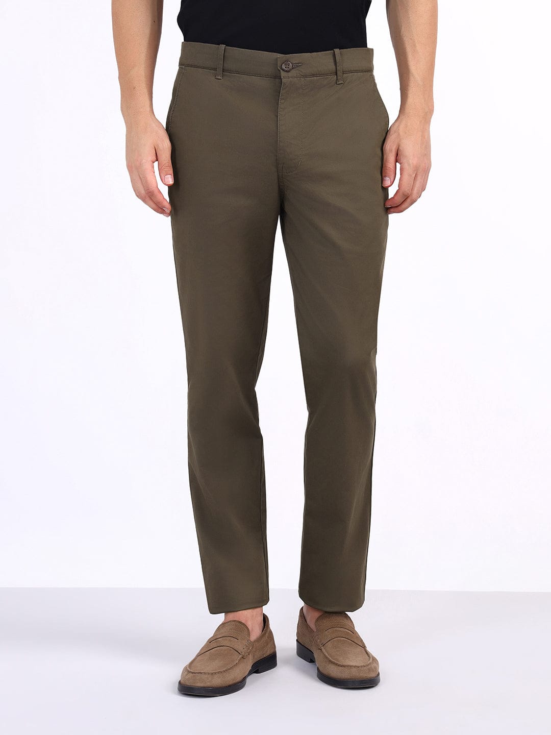 Iconic Men Green Regular Fit Solid Trouser