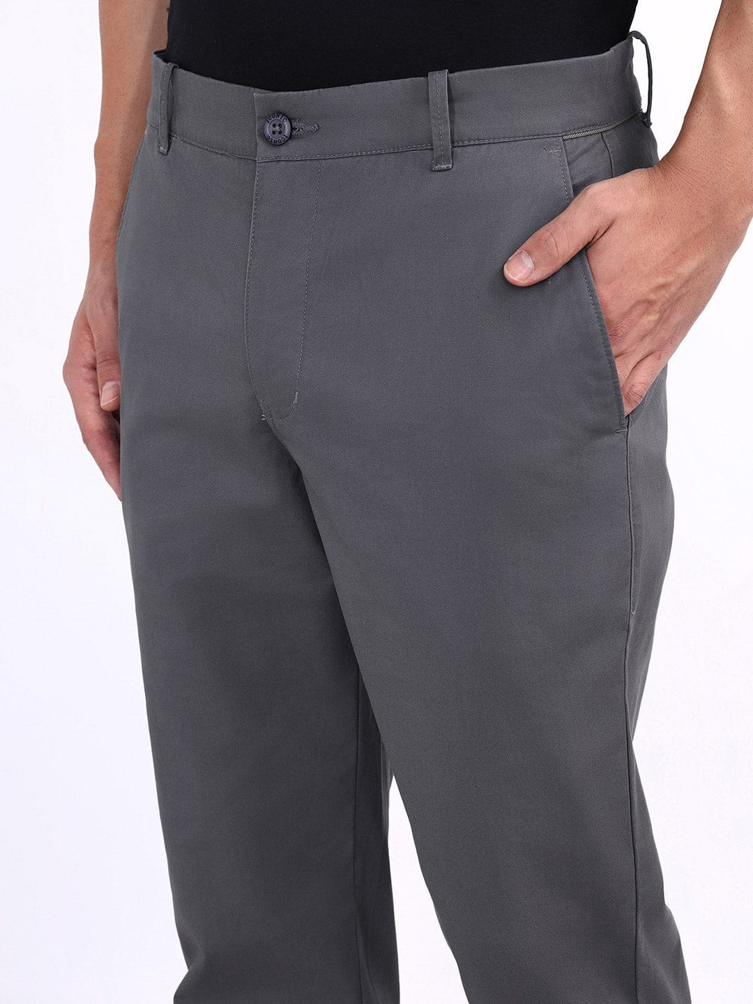 Iconic Men Grey Regular Fit Solid Trouser