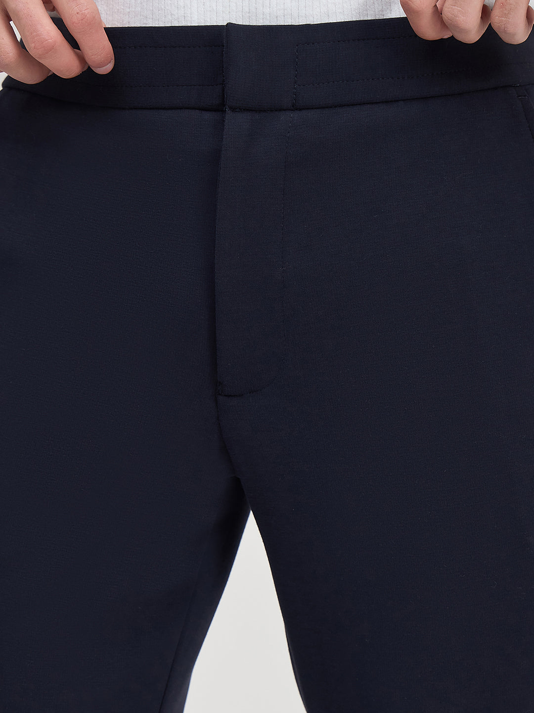 ICONIC Men Navy Blue Regular Fit Trouser