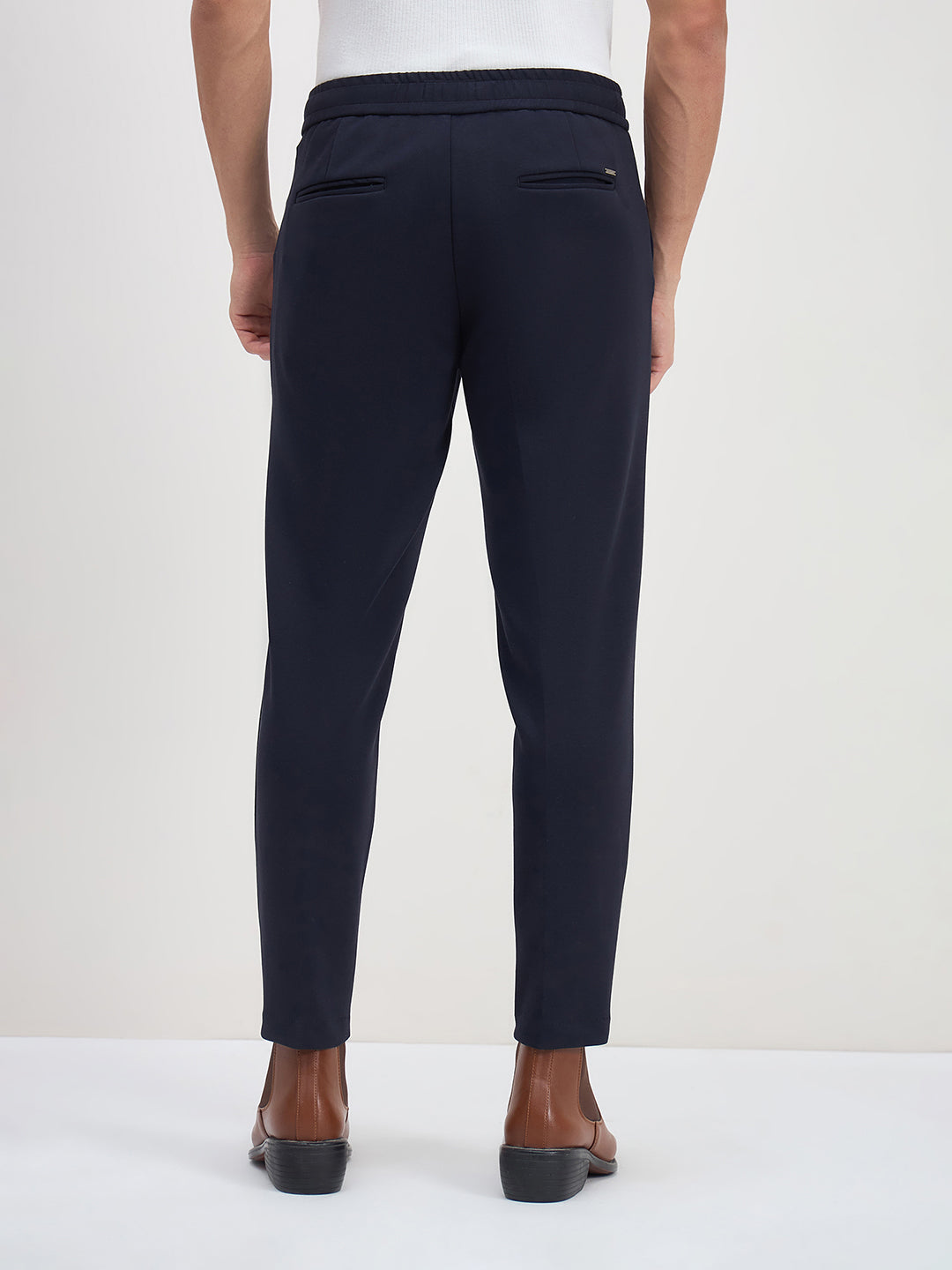 ICONIC Men Navy Blue Regular Fit Trouser