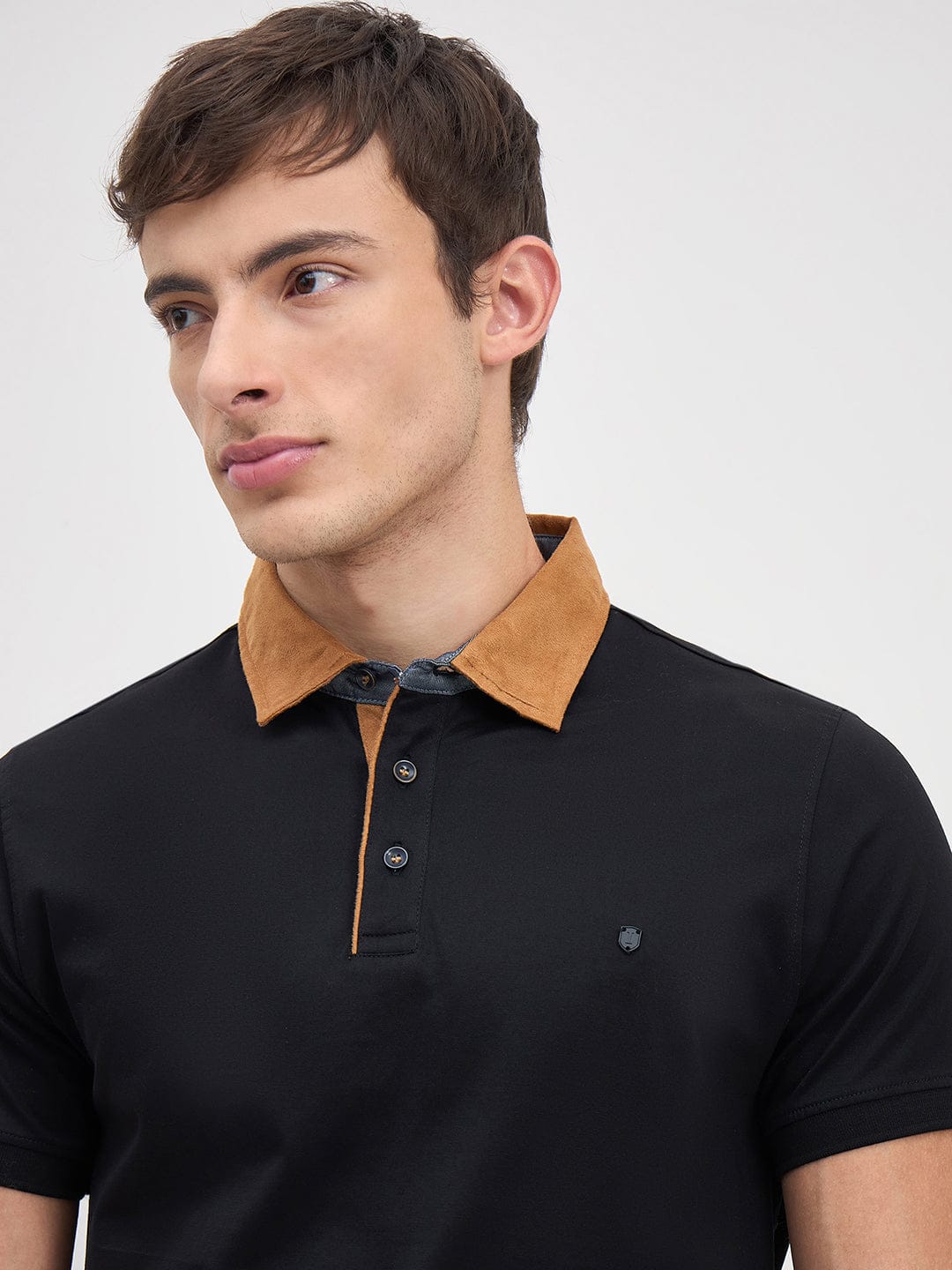ICONIC Men Black Solid Polo Neck Regular Fit Polo T-Shirt