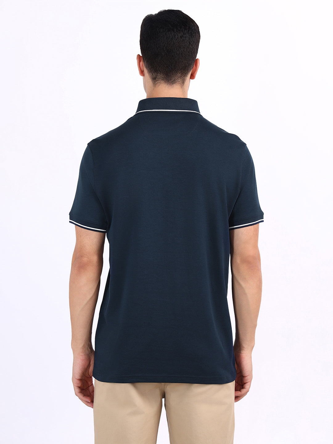 Iconic Men Blue Solid Polo Tshirt