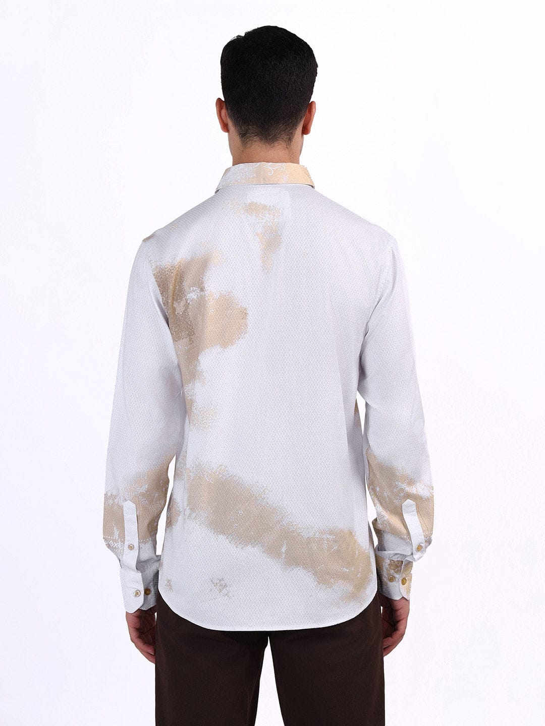 Iconic Men Beige Printed Collar Shirt