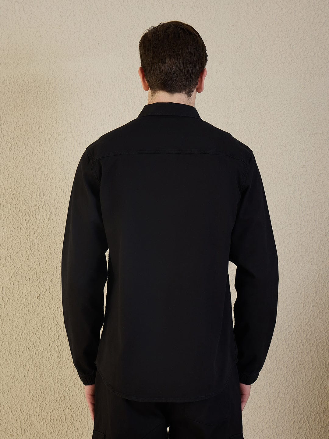 Iconic Men Black Solid Collared Shirt