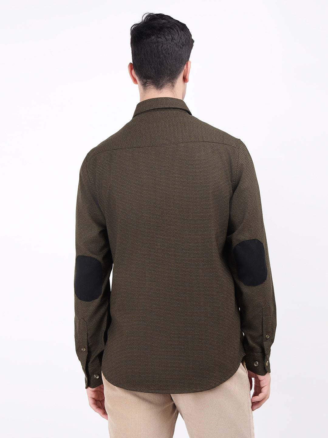 Iconic Men Brown Tweed Collar Shirt