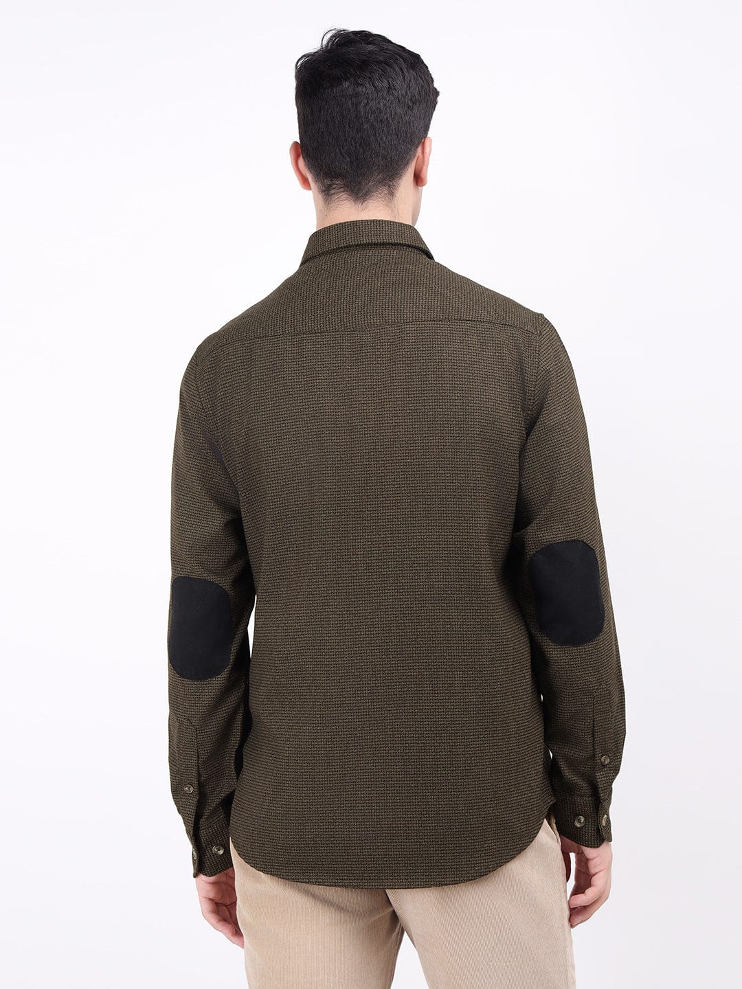 Iconic Men Brown Tweed Collar Shirt