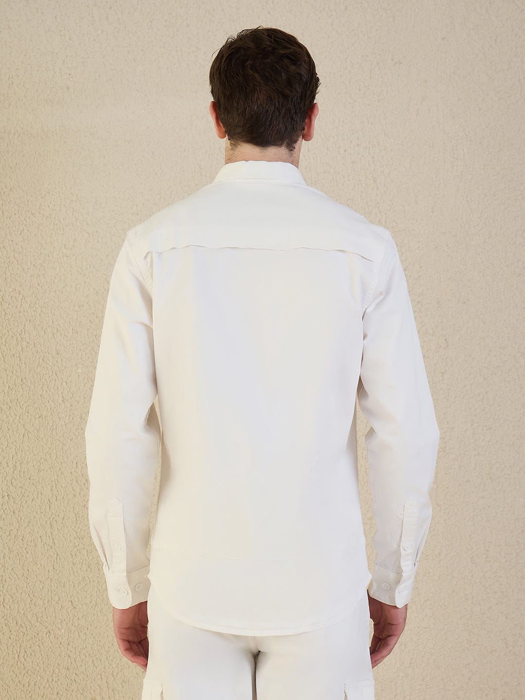 Iconic Men Off White Solid Collared Shirt