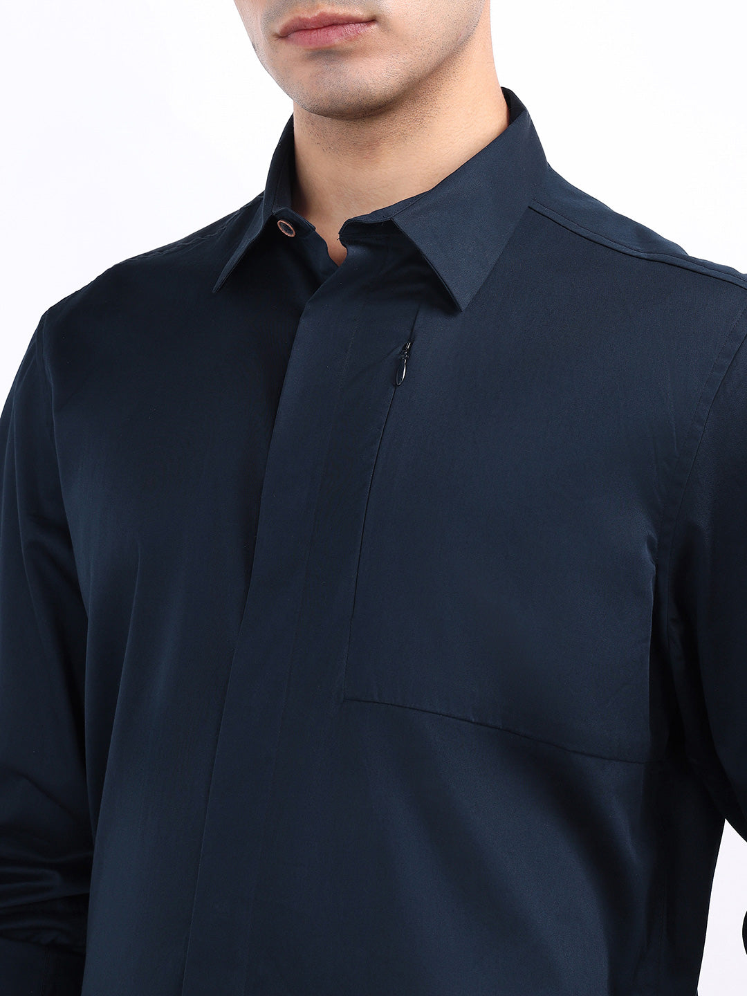 Iconic Men Blue Solid Collar Shirt