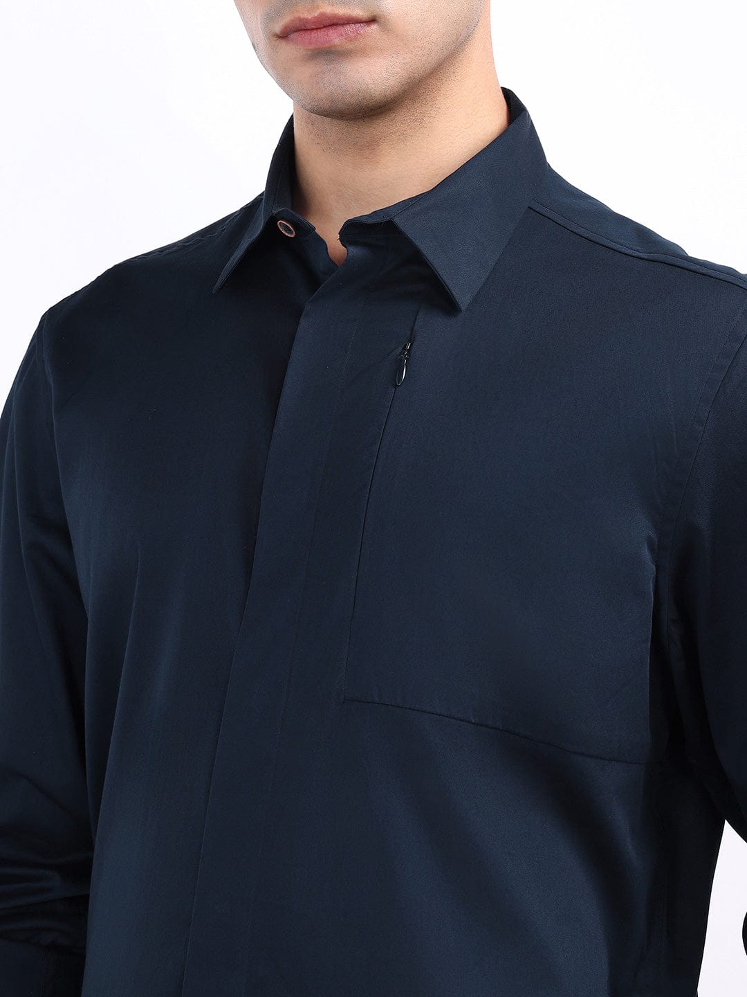 Iconic Men Blue Solid Collar Shirt