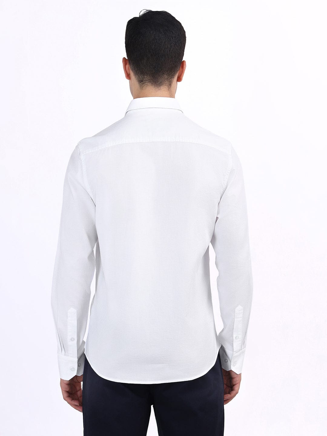 Iconic Men White Textured Collar Shirt