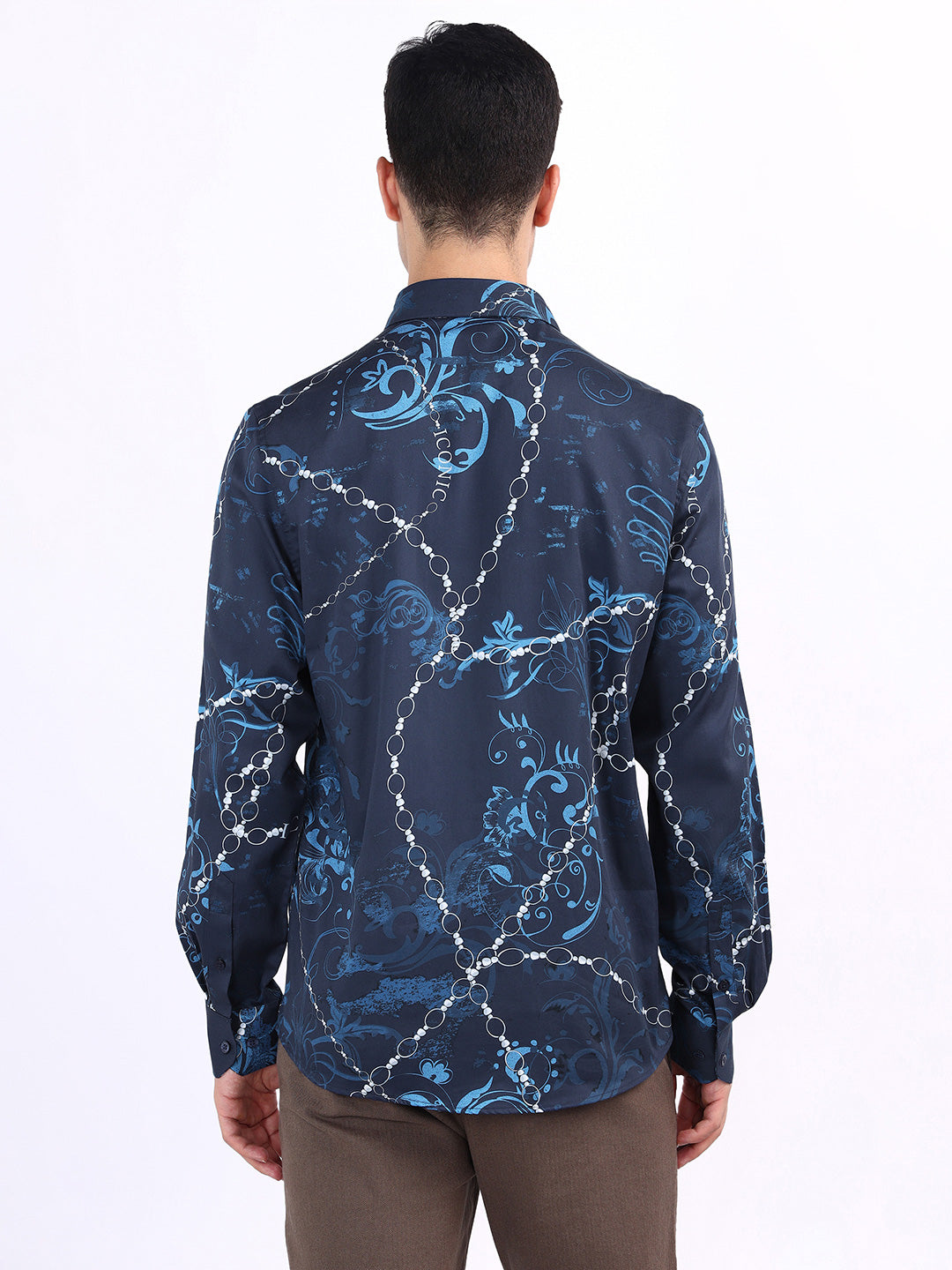 Iconic Men Blue Printed Collar Shirt