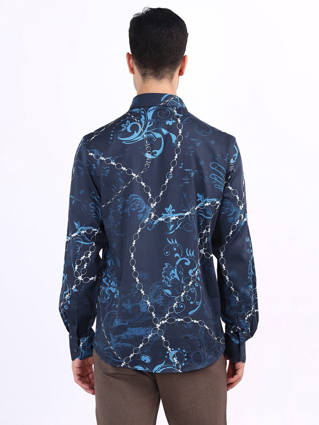 Iconic Men Blue Printed Collar Shirt