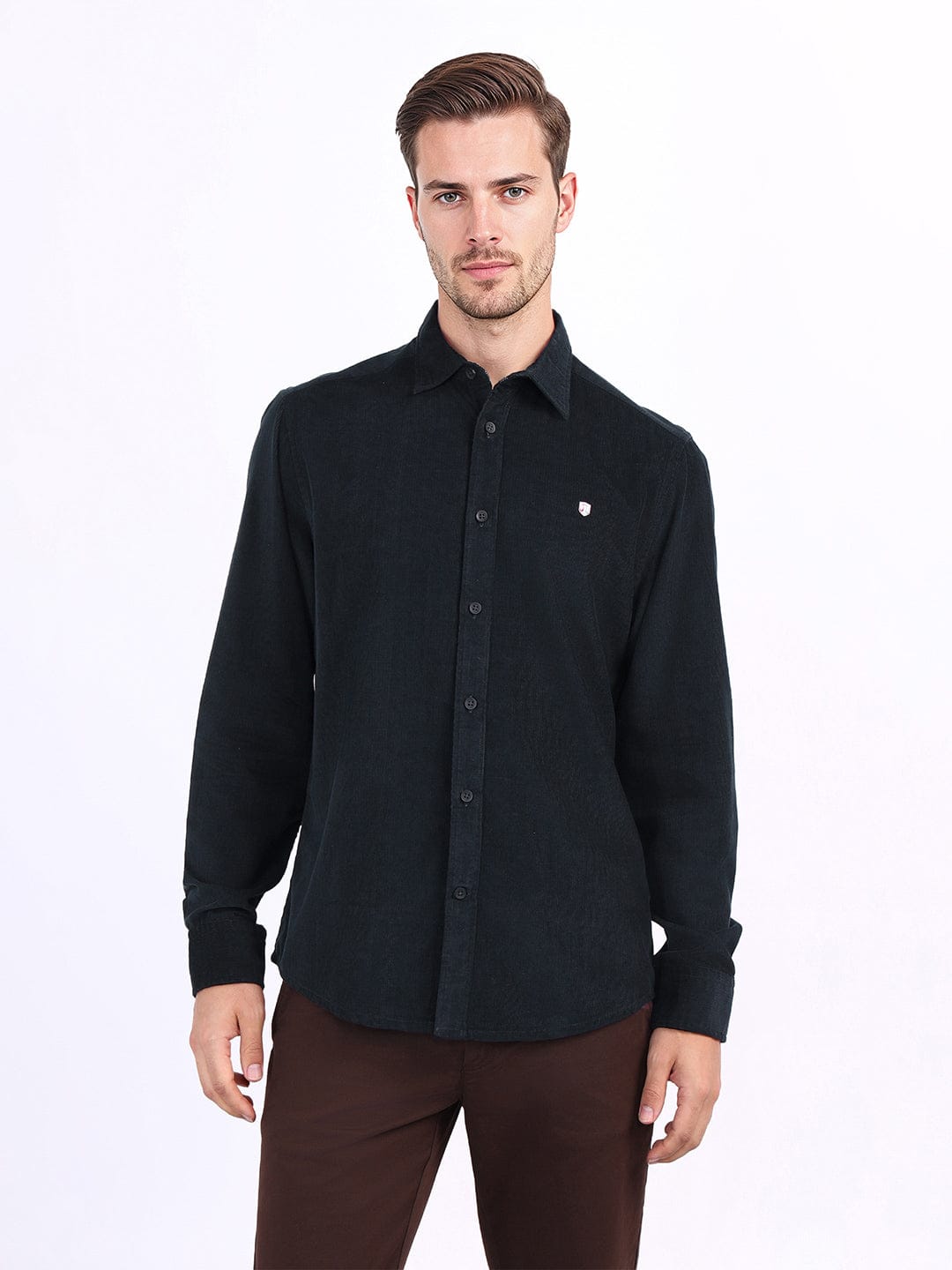 Iconic Men Blue Solid Collar Shirt