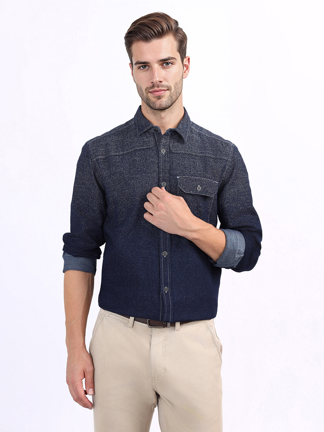 Iconic Men Blue Printed Collar Shirt