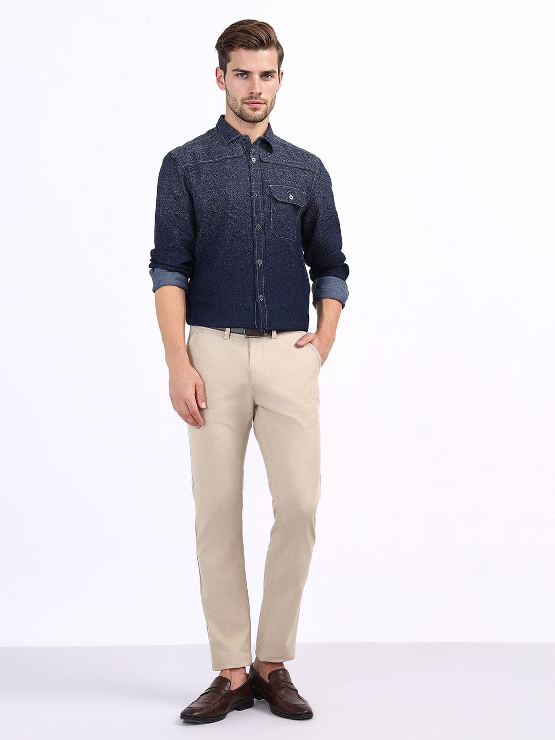 Iconic Men Blue Printed Collar Shirt