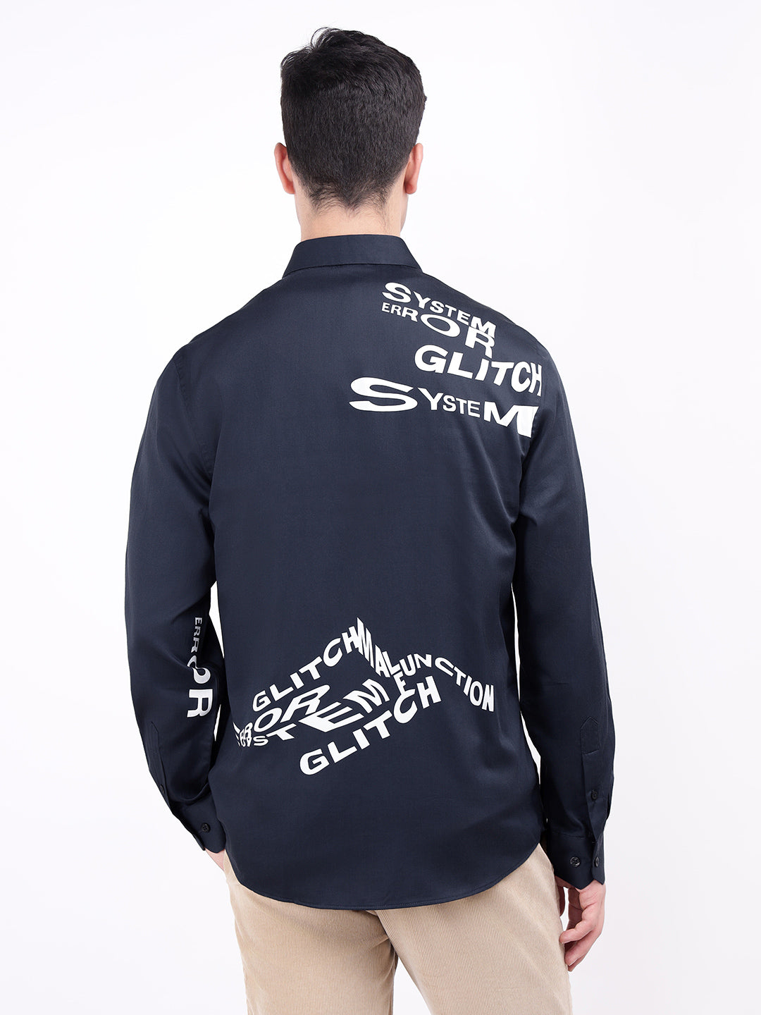 Iconic Men Blue Solid Collar Shirt