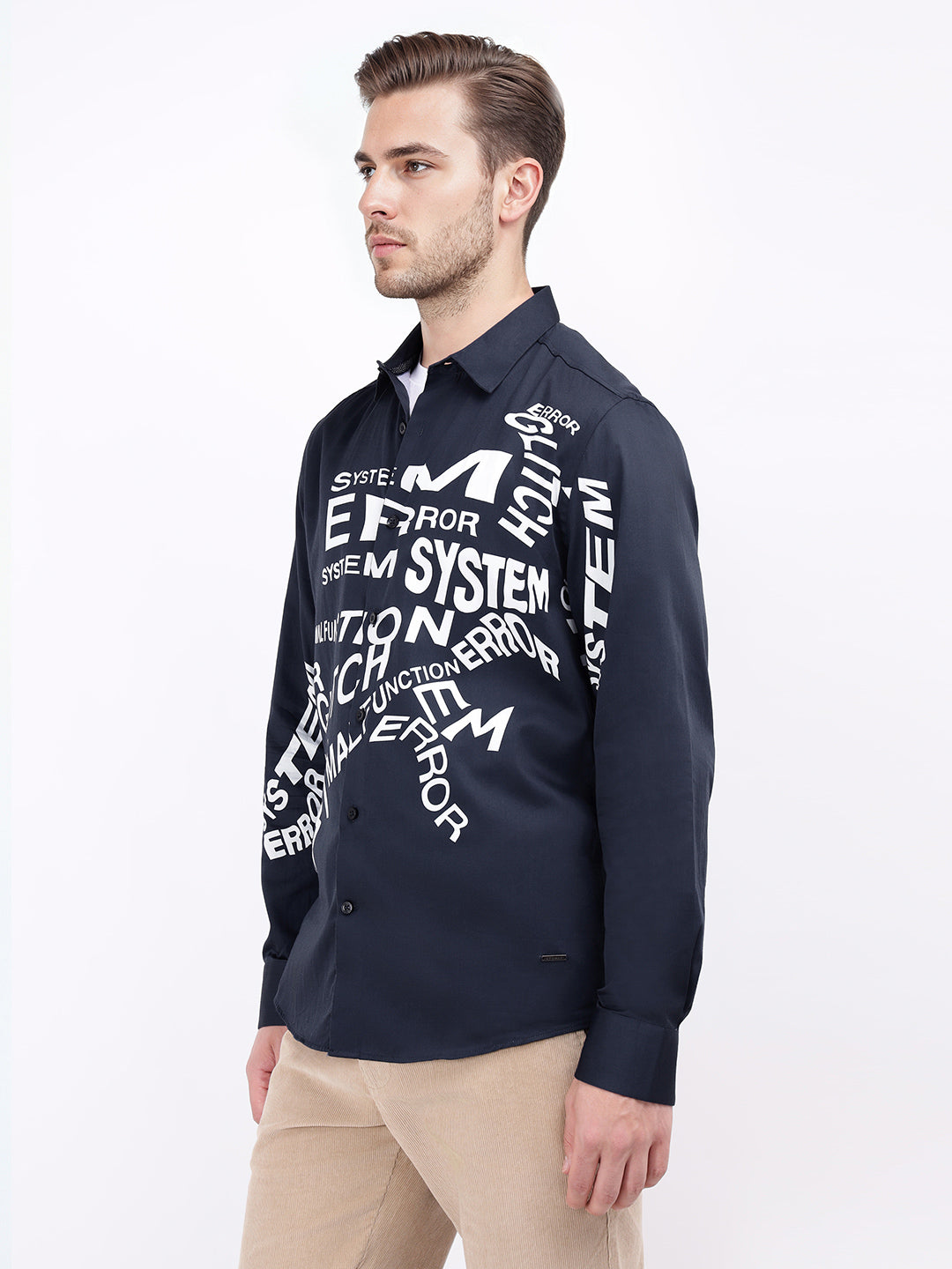 Iconic Men Blue Solid Collar Shirt