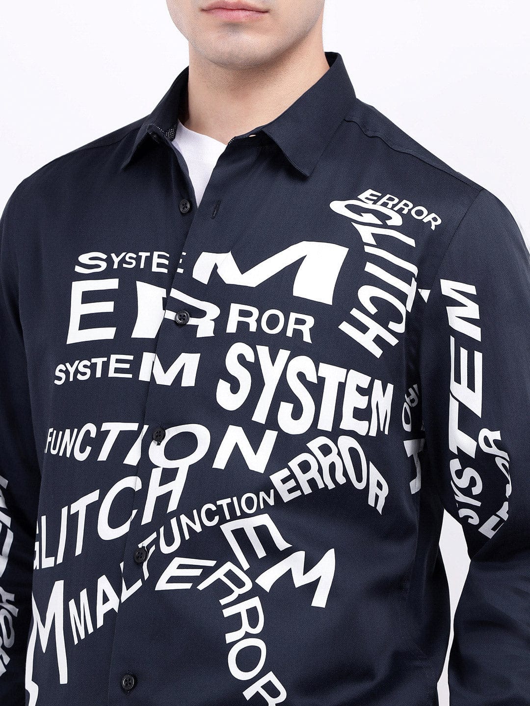 Iconic Men Blue Solid Collar Shirt