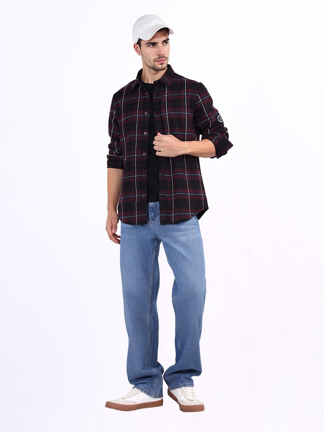 Iconic Men Red Solid Collar Shirt