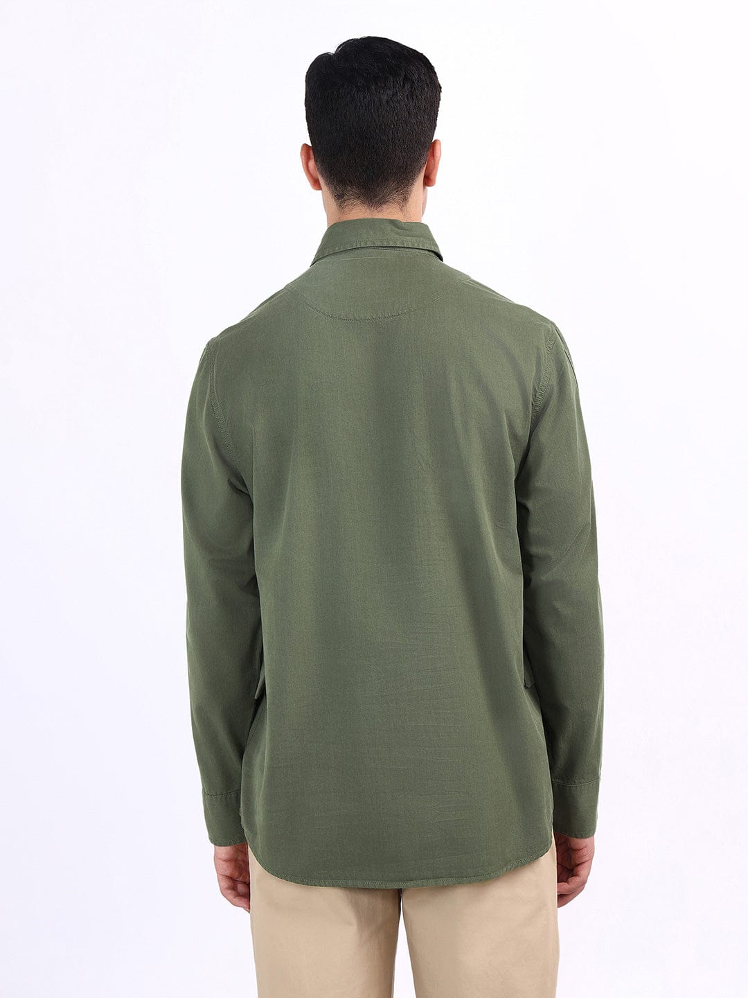Iconic Men Green Solid Collar Shirt