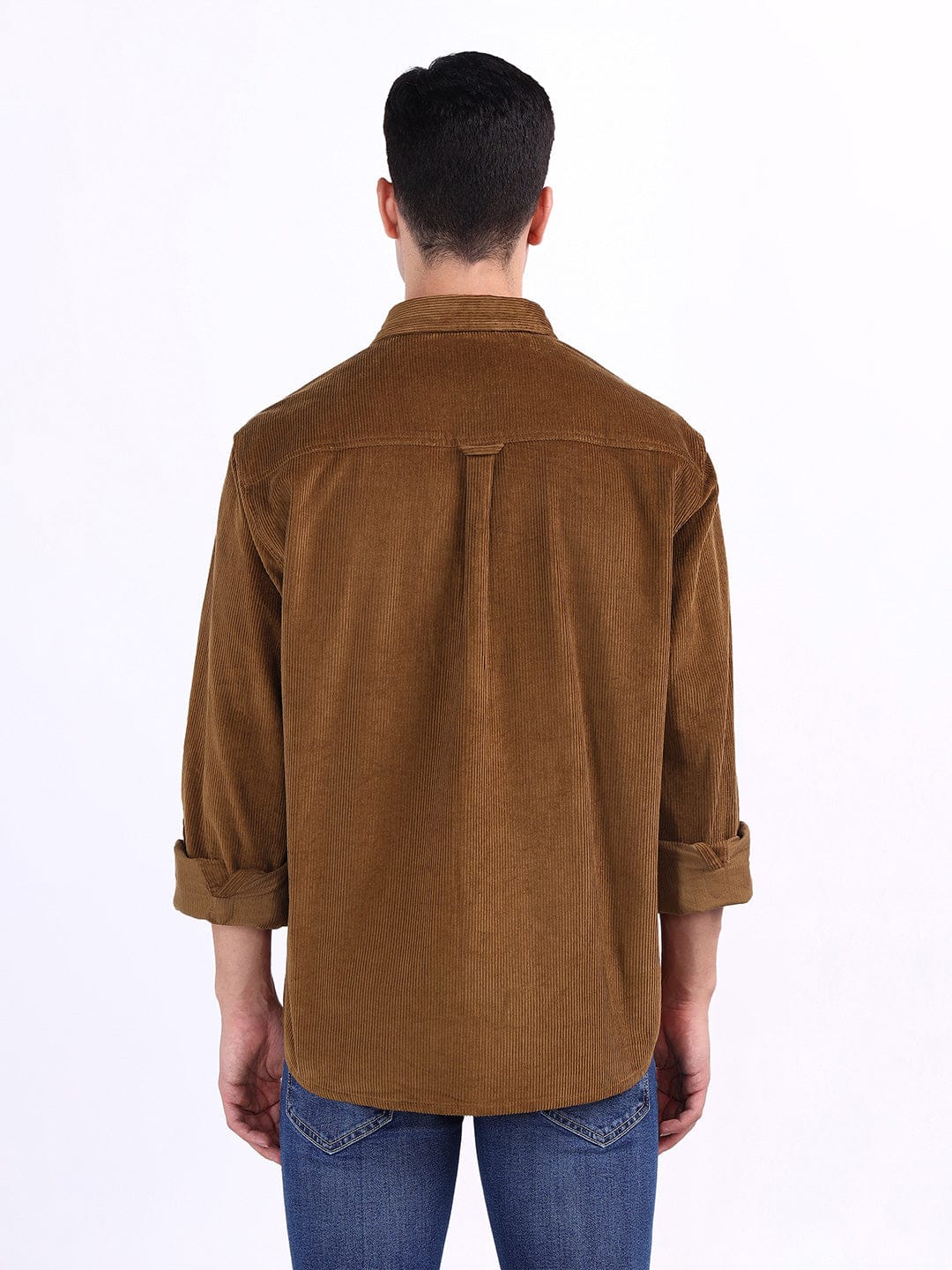 Iconic Men Brown Solid Collar Shirt