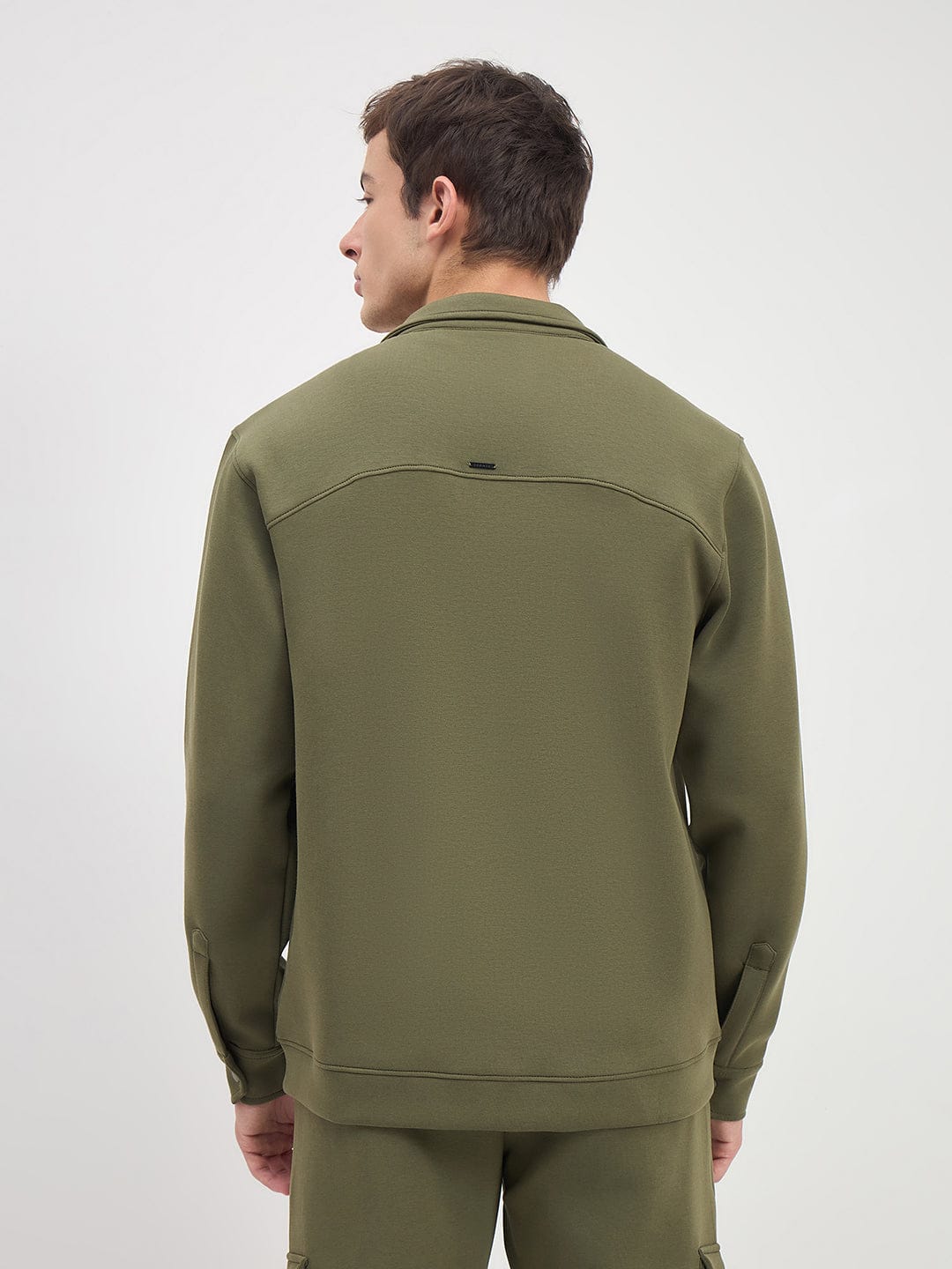 Iconic Men Green Solid Collared Sweatshirt