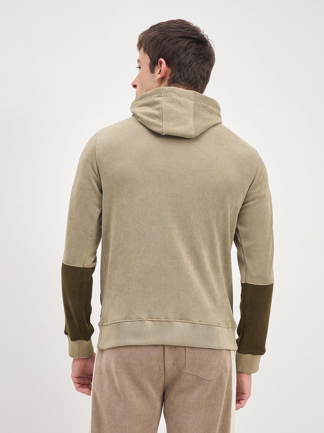 Iconic Men Brown Solid Hoodie