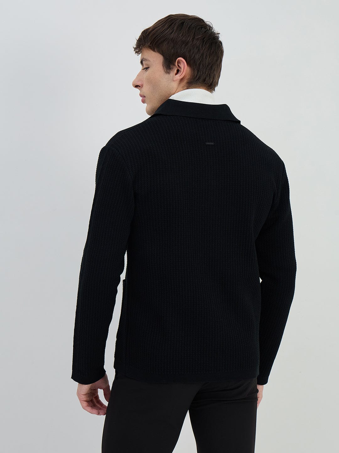 Iconic Men Black Solid Collared Sweatshirt