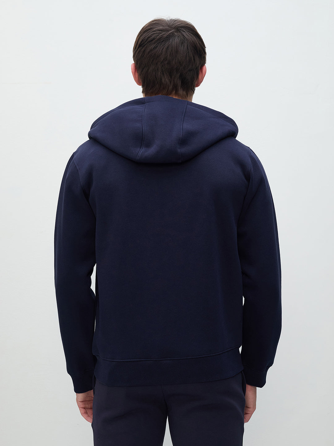 ICONIC Men Navy Blue Hooded Sweatshirt